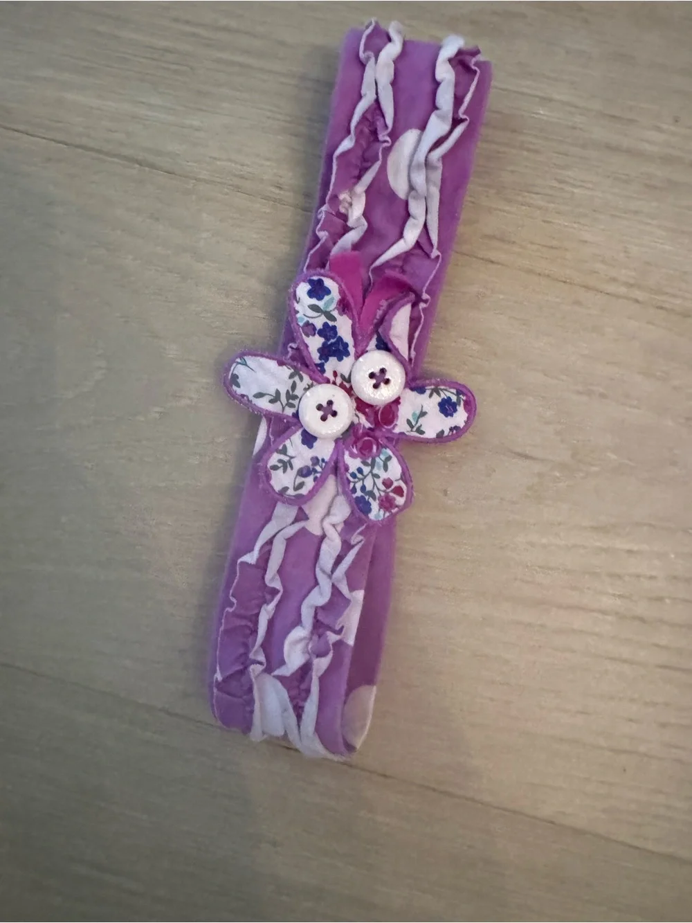 Purple Floral Button Flower Headband
